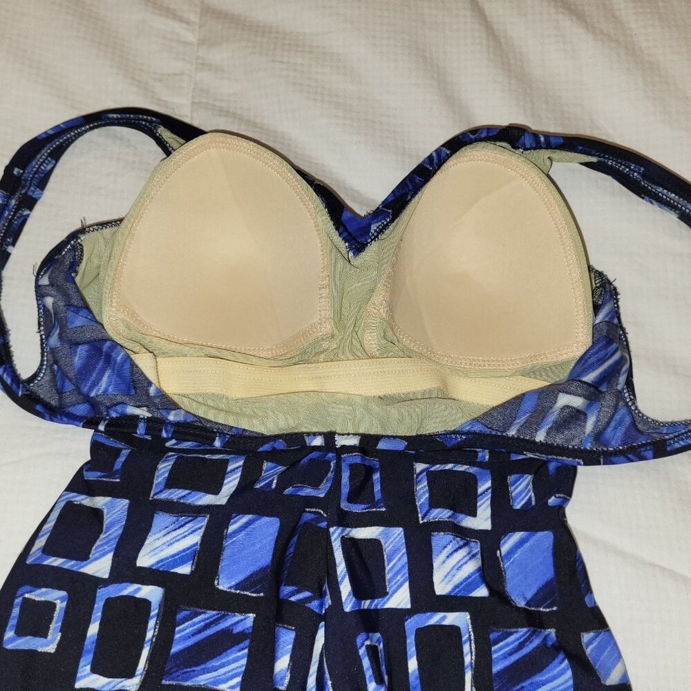 MiracleSuit Slimming Blue Black Pattern One Piece Swimsuit Size 10 - Picture 7 of 7